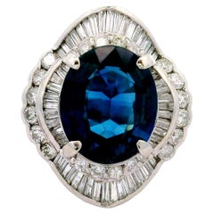 8.53 Carat Blue Sapphire Diamond Platinum Ballerina Ring, GIA Certified