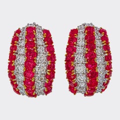 8.53 Carat Burma Ruby No Heat and Diamond Earrings in 18Karat White Gold