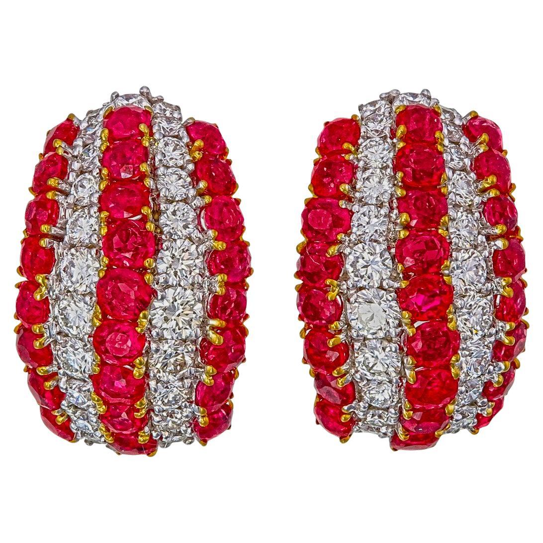 8.53 Carat Burma Ruby No Heat and Diamond Earrings in 18Karat White Gold