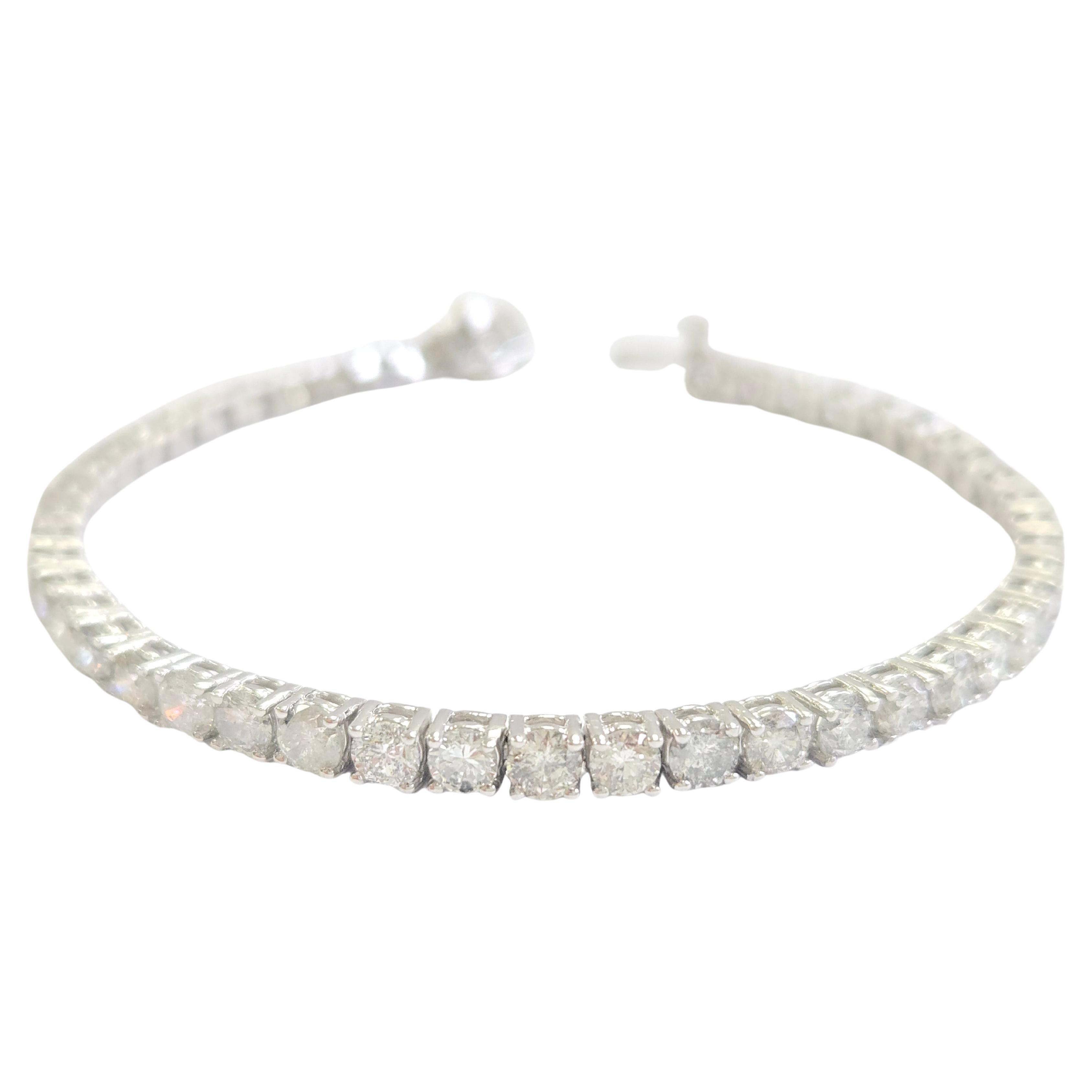 Pulsera de tenis de diamantes naturales de 8,53 quilates y oro blanco de 14 quilates