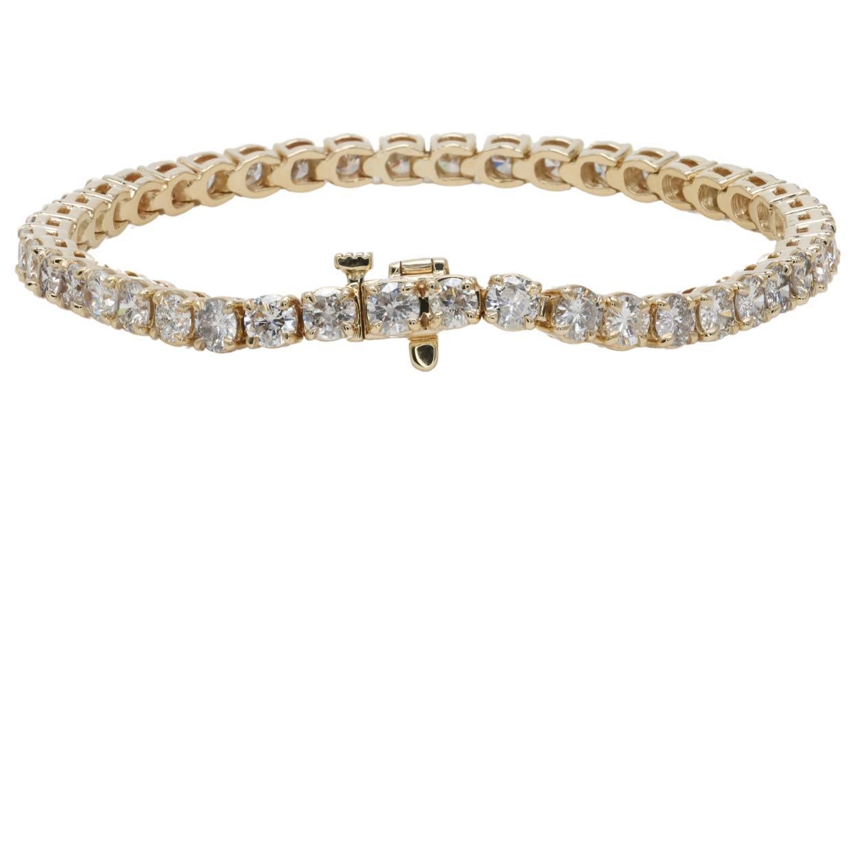 8.53ctw Tennis Bracelet Set In 14k Yellow Gold For Sale 1