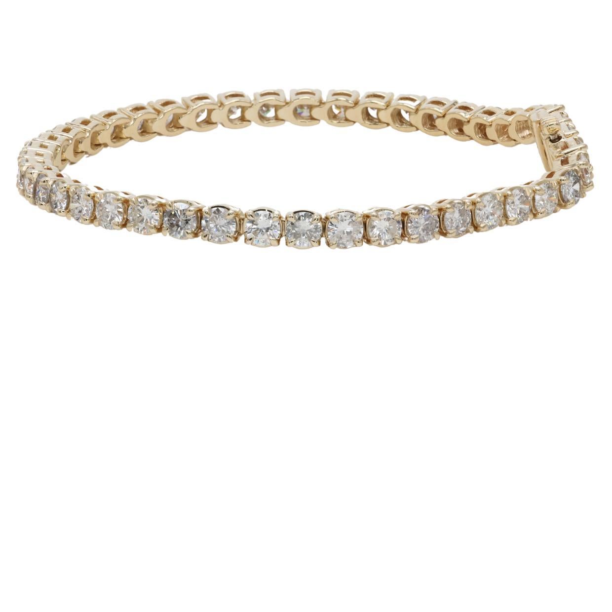 8.53ctw Tennis Bracelet Set In 14k Yellow Gold For Sale 2