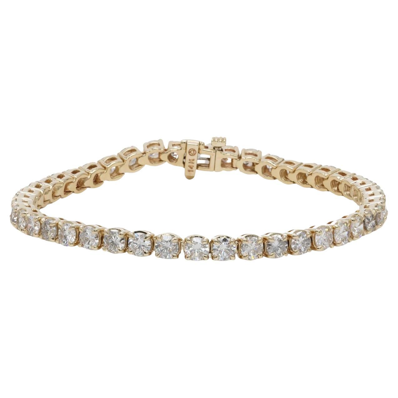 8.53ctw Tennis Bracelet Set In 14k Yellow Gold For Sale