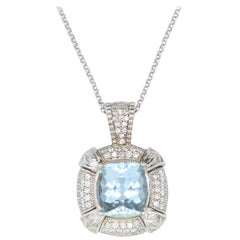 8.54 Carat Cushion Cut Aquamarine Pendant