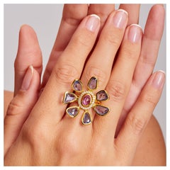 8.54 Carat Total Weight Sapphire Diamond 18k Yellow Gold Fashion Ring