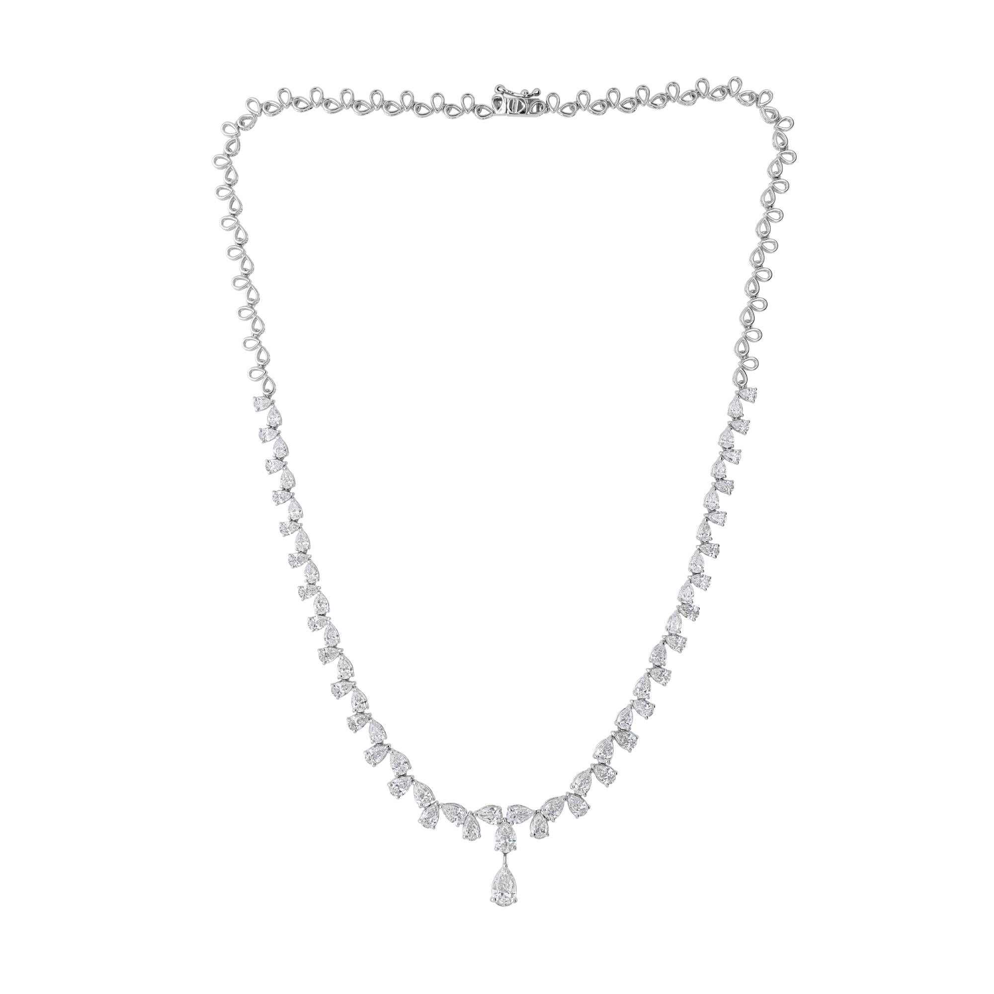 Collana a girocollo con diamante a pera certificato da 8,54 carati in oro bianco 14 carati In condizioni Nuovo in vendita a Diera, Dubai