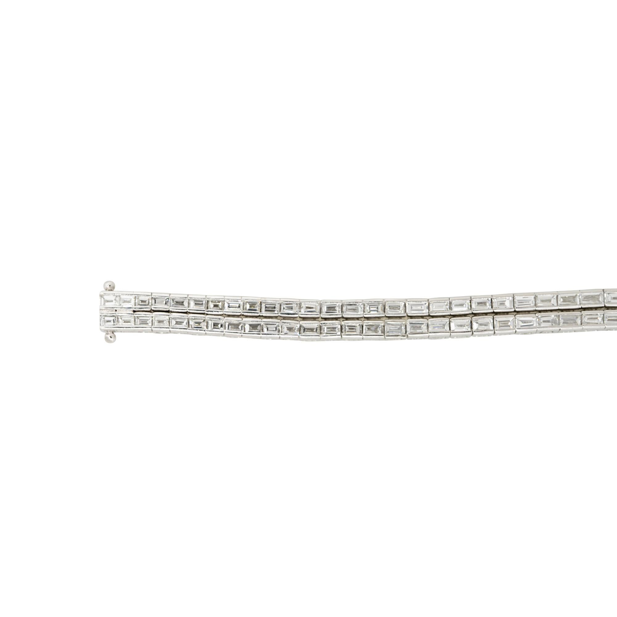 8.55 Carat Emerald Cut Diamond Double Row Tennis Bracelet Platinum in Stock In Excellent Condition In Boca Raton, FL