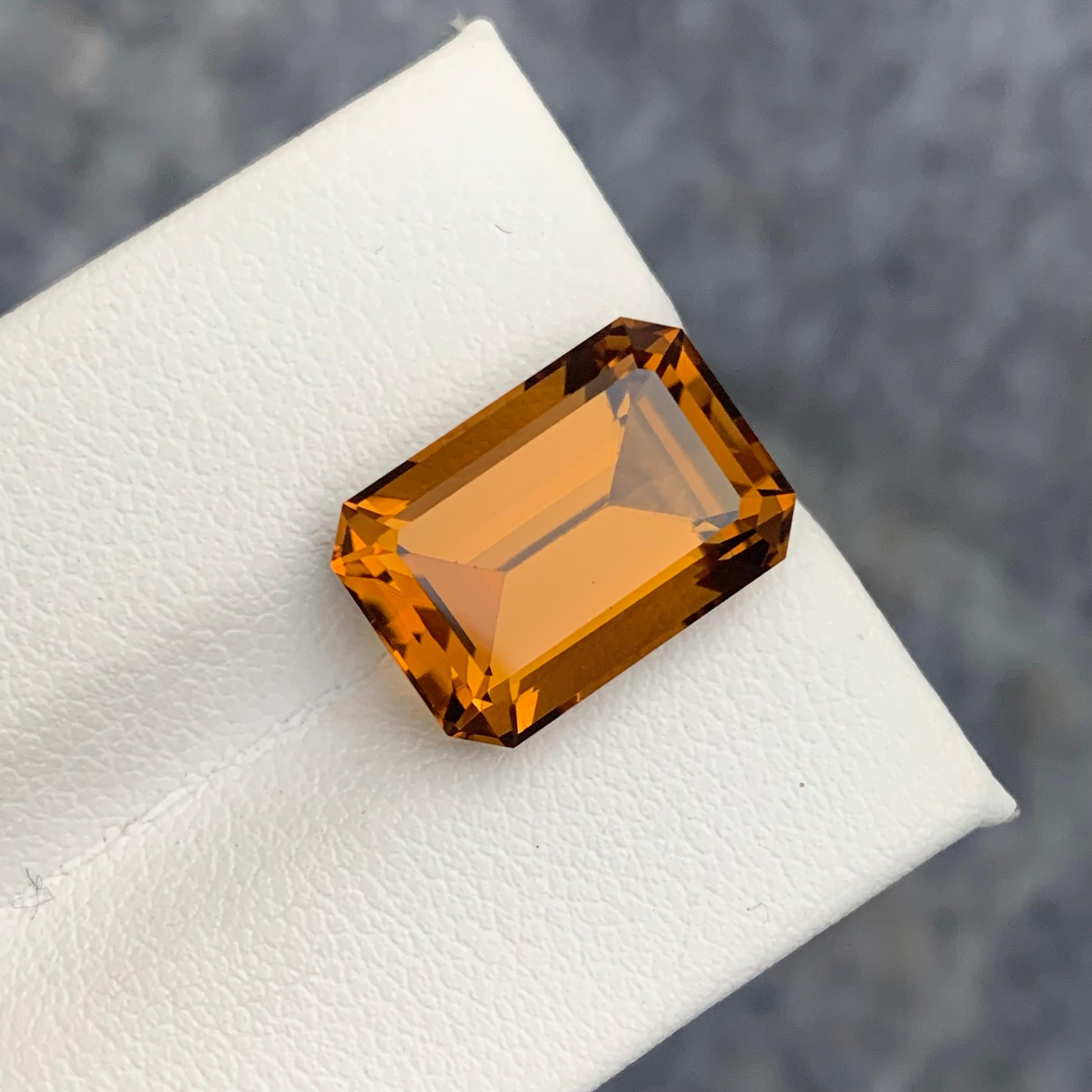 Arts and Crafts 8.55 Carat Emerald Cut Natural Honey Brown Citrine from Brazil for Jewelry For Sale