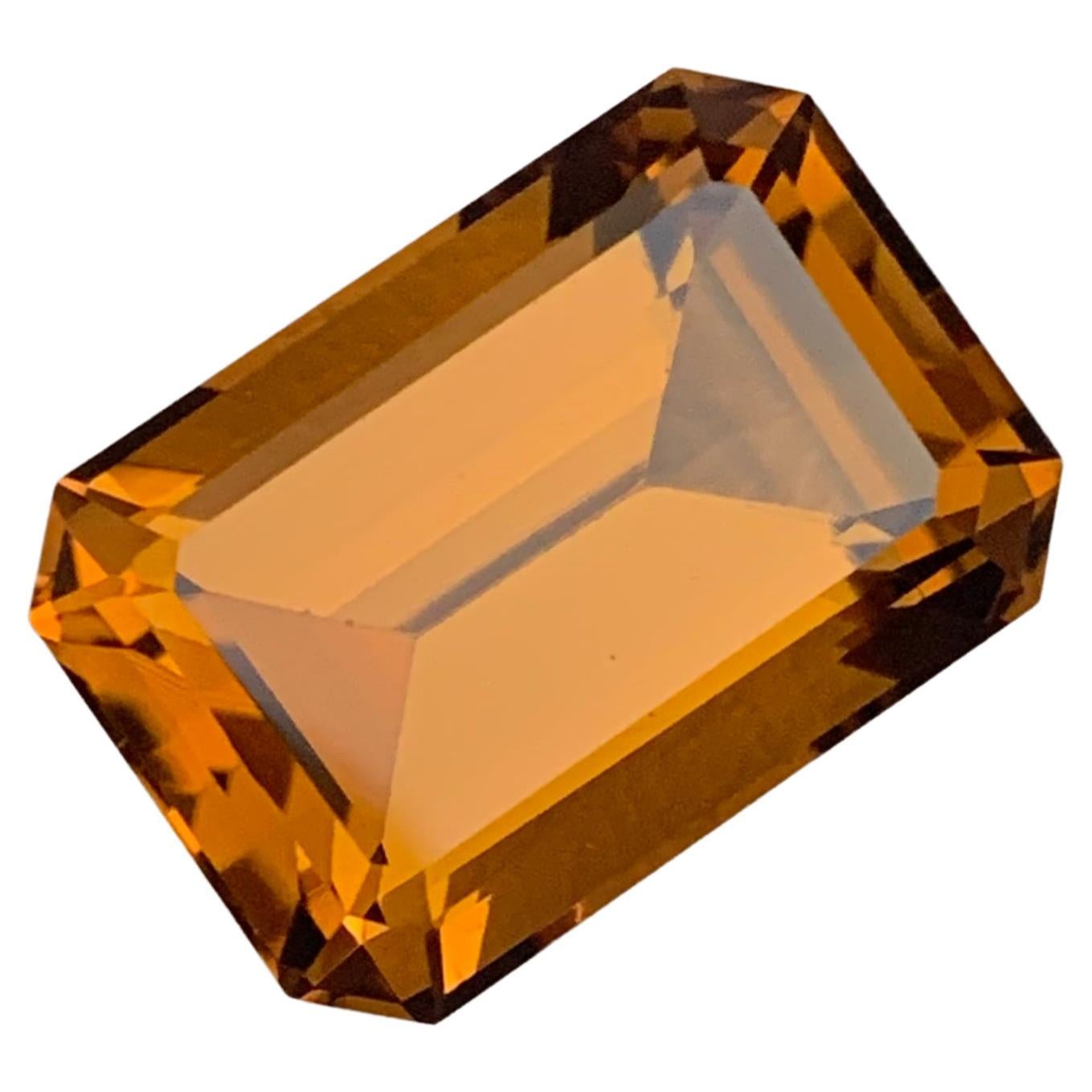 8.55 Carat Emerald Cut Natural Honey Brown Citrine from Brazil for Jewelry