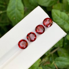 8.55 Carat Natural Loose 4 Piece Red Garnet Lot Round Cut Tanzania Gemstones
