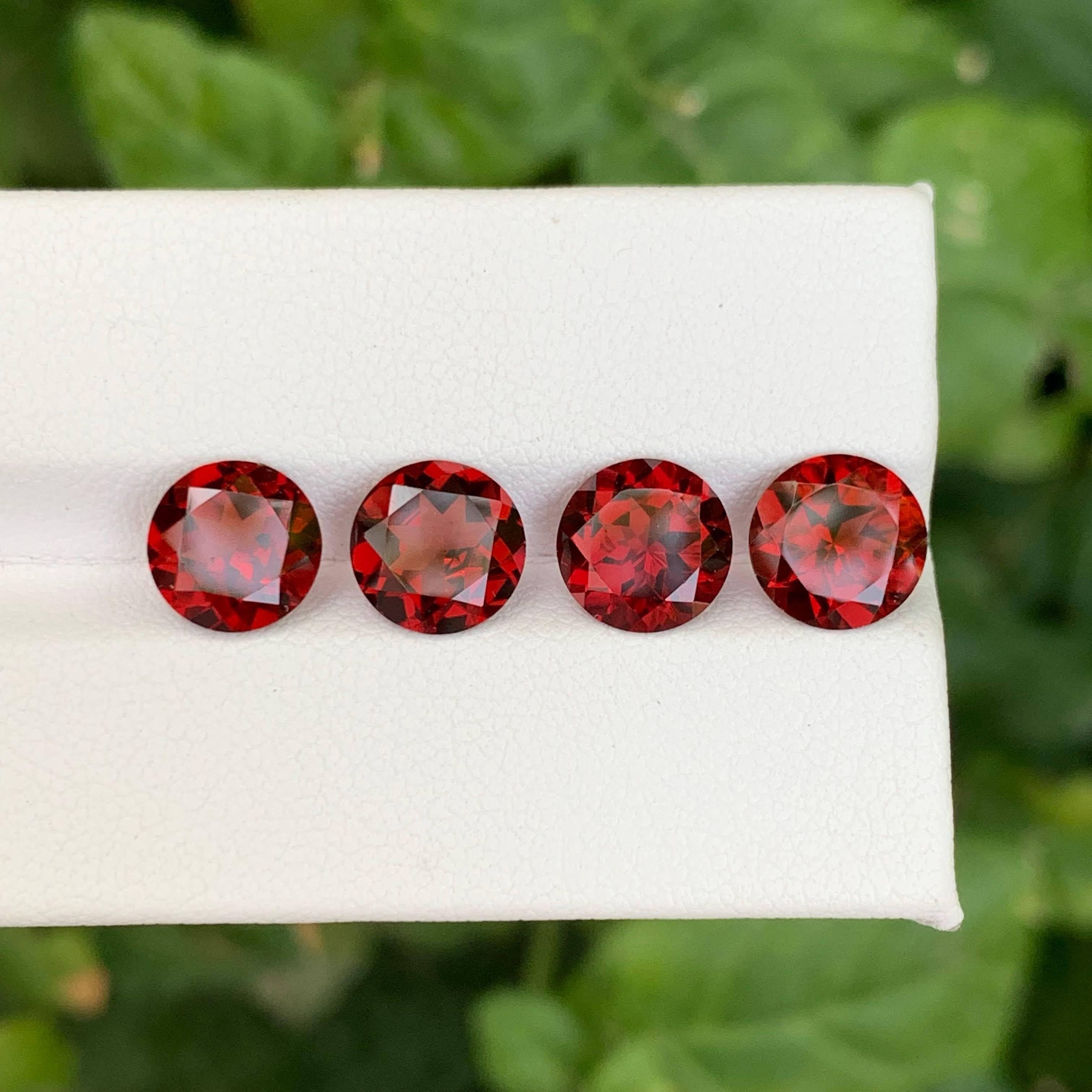 8,55 Karat Natürliche Lose 4 Stück Rot Granat Lot Rundschliff Tansania Edelsteine im Angebot 2