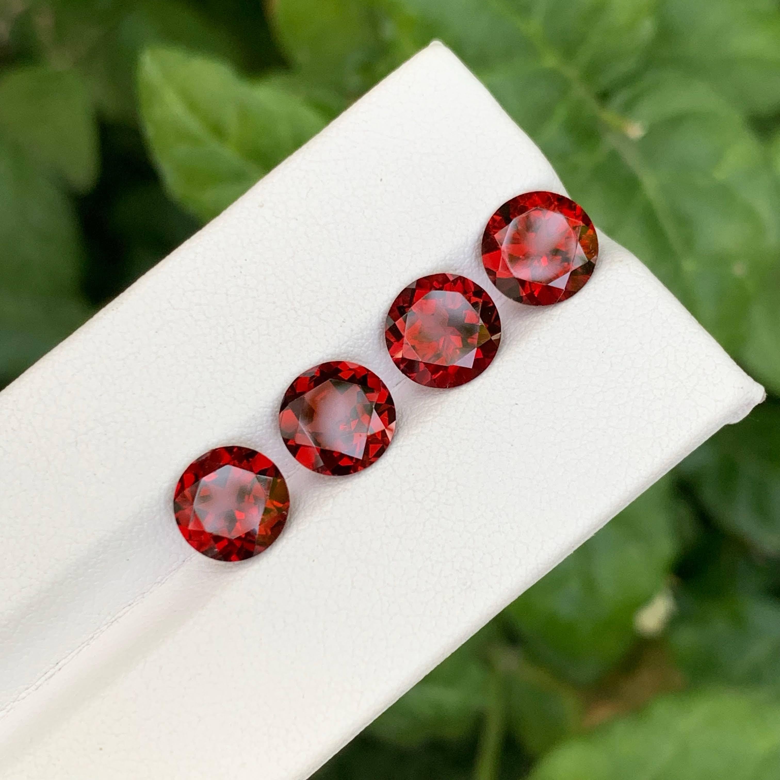 8,55 Karat Natürliche Lose 4 Stück Rot Granat Lot Rundschliff Tansania Edelsteine im Angebot 4