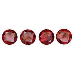 8.55 Carat Natural Loose 4 Piece Red Garnet Lot Round Cut Tanzania Gemstones