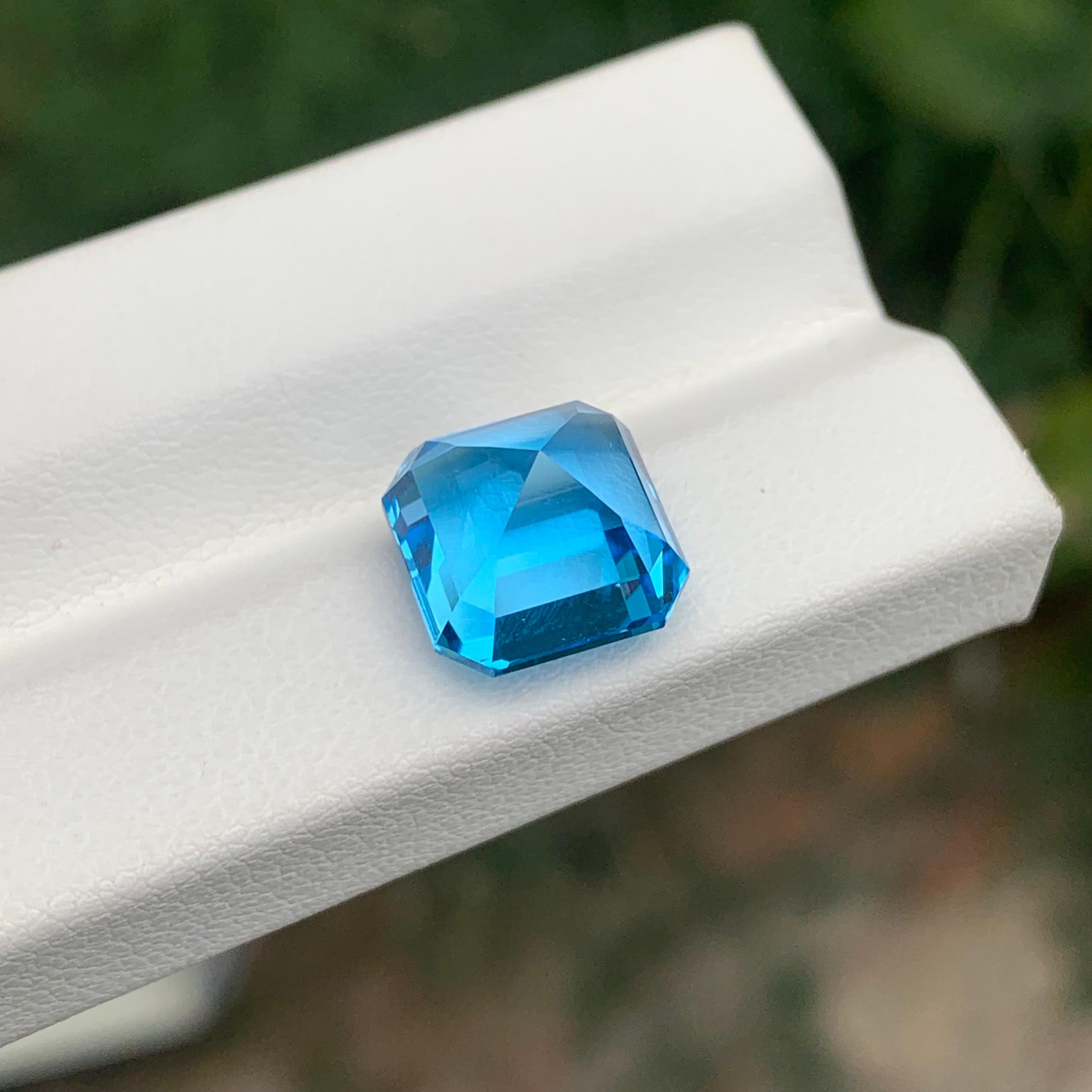 8.55 Carat Natural Loose Swiss Blue Topaz Square Cut Gemstone For Sale 5