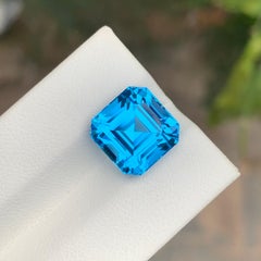 8.55 Carat Natural Loose Swiss Blue Topaz Square Cut Gemstone