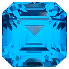 8,55 quilates gema natural suelta de topacio azul suizo talla cuadrada