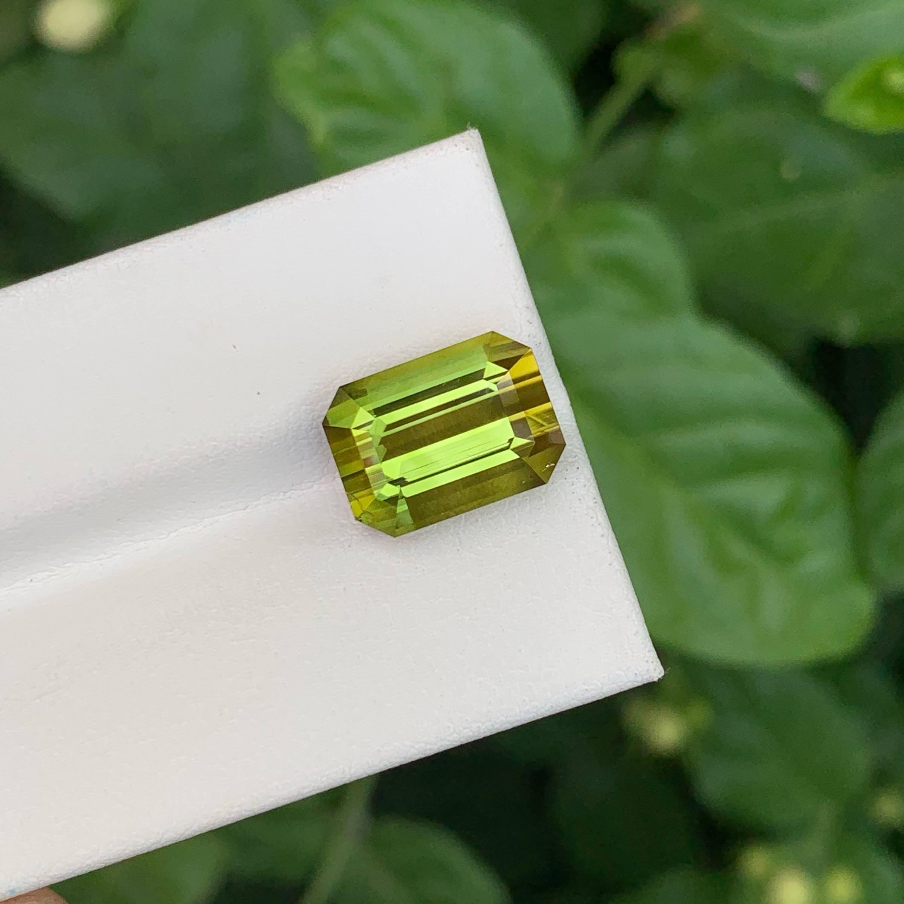 8,55 Karat Natürlicher loser gelblich grüner Turmalin Smaragdschliff Afghanischer Edelstein im Angebot 5
