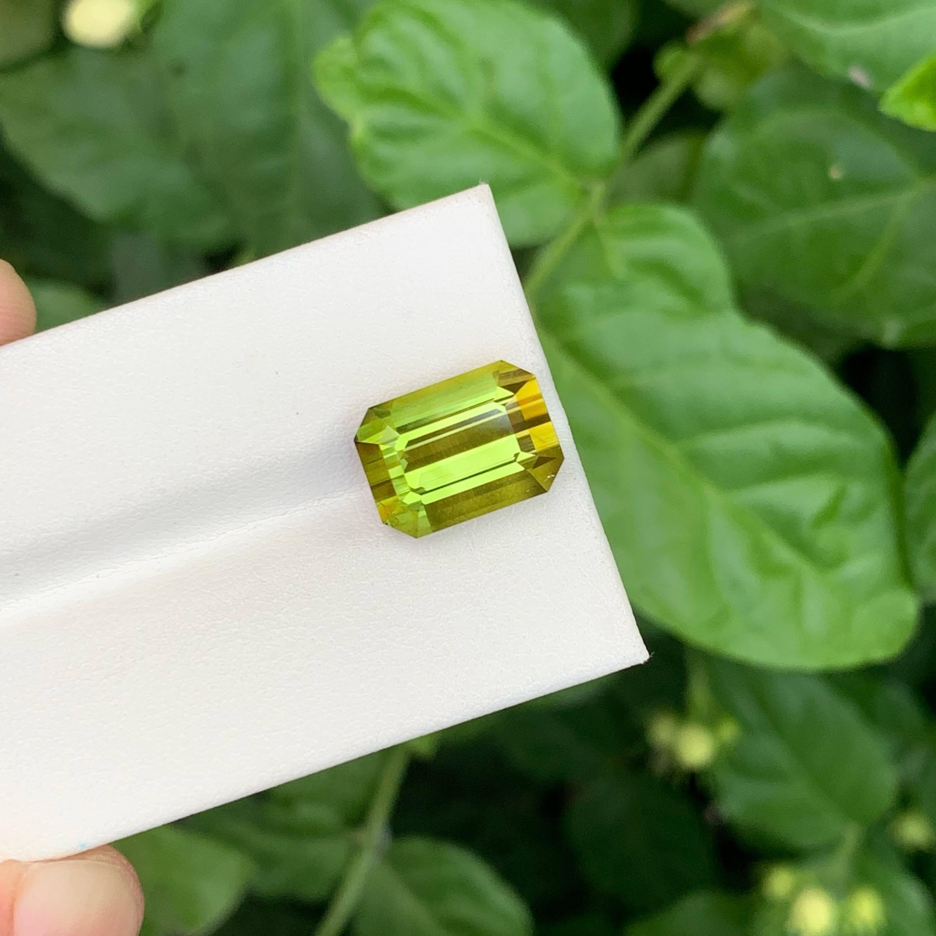 8,55 Karat Natürlicher loser gelblich grüner Turmalin Smaragdschliff Afghanischer Edelstein im Angebot 6