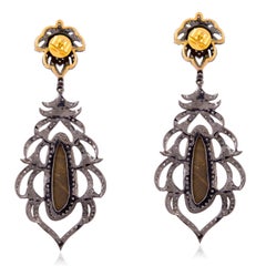 8.55 Carat Opal Emerald Diamond Earrings