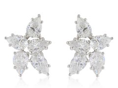 8.55 Carat Pear Shape Diamond Cluster Earrings Platinum