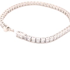 8.55 Carat Princess Cubic Zirconia Cut Sterling Silver Classic Tennis Bracelet