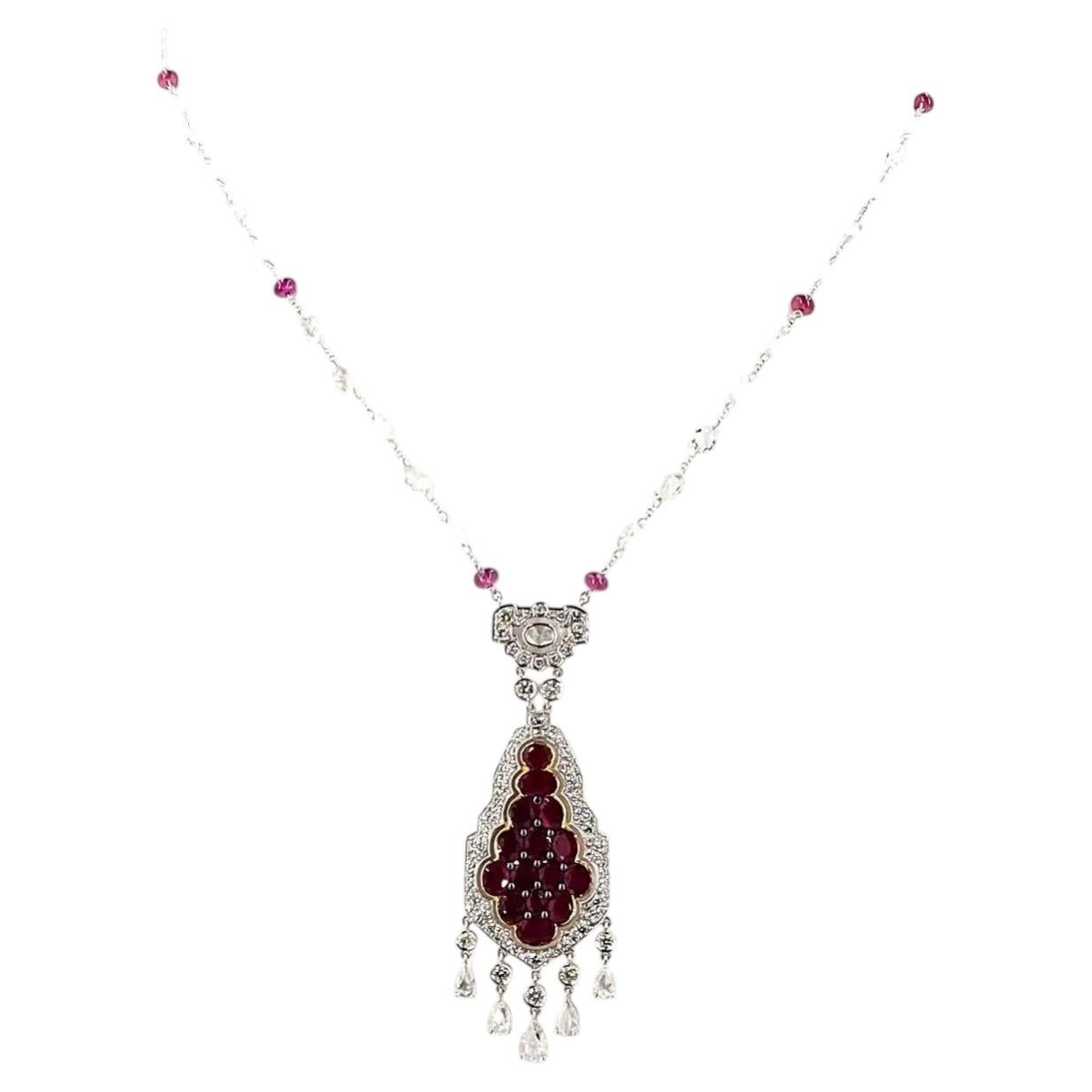 Collier en or et platine avec un diamant taille rose de 8,55 carats