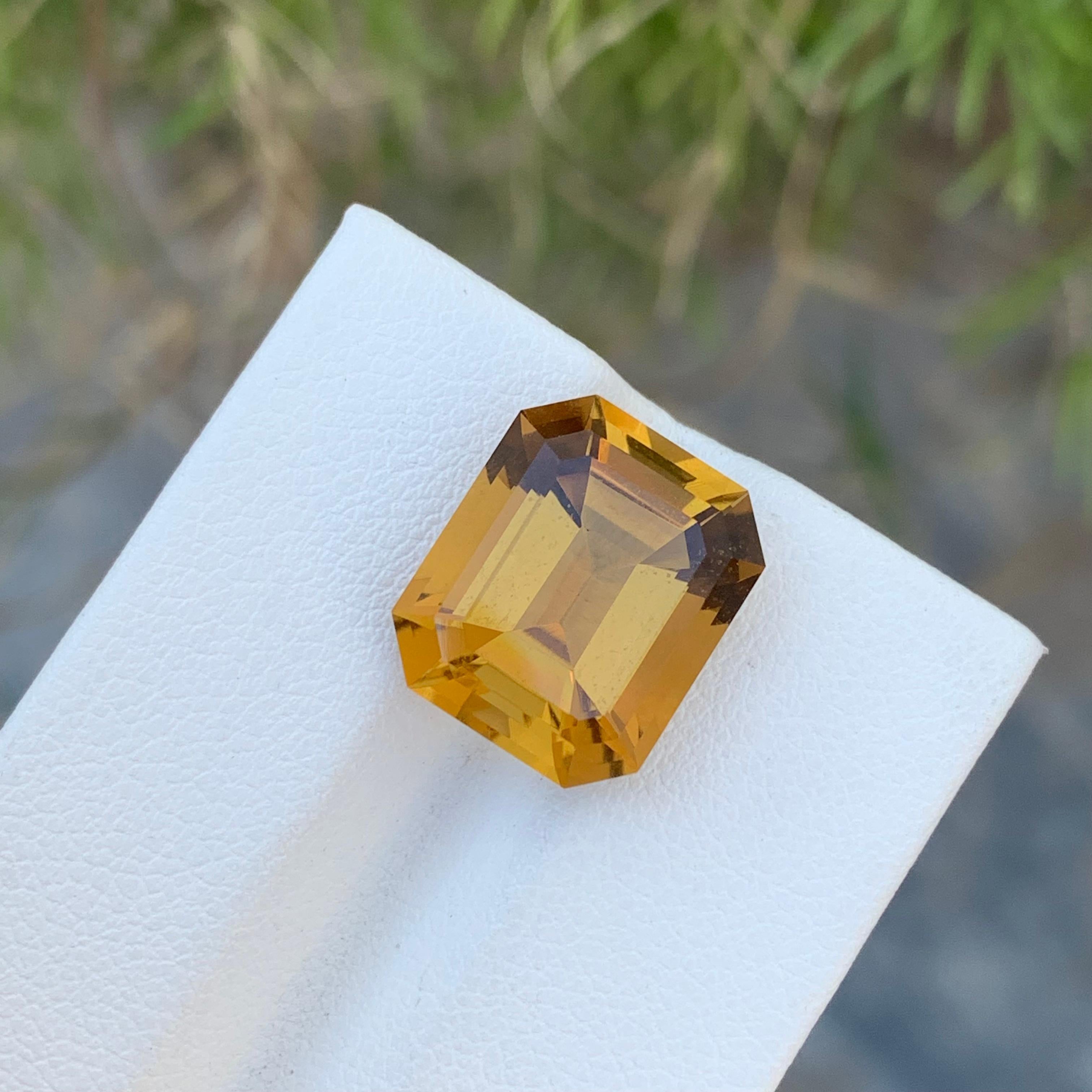 Arts and Crafts 8.55 Carats Natural Loose Emerald Shape Citrine Gem For Jewellery Making  For Sale