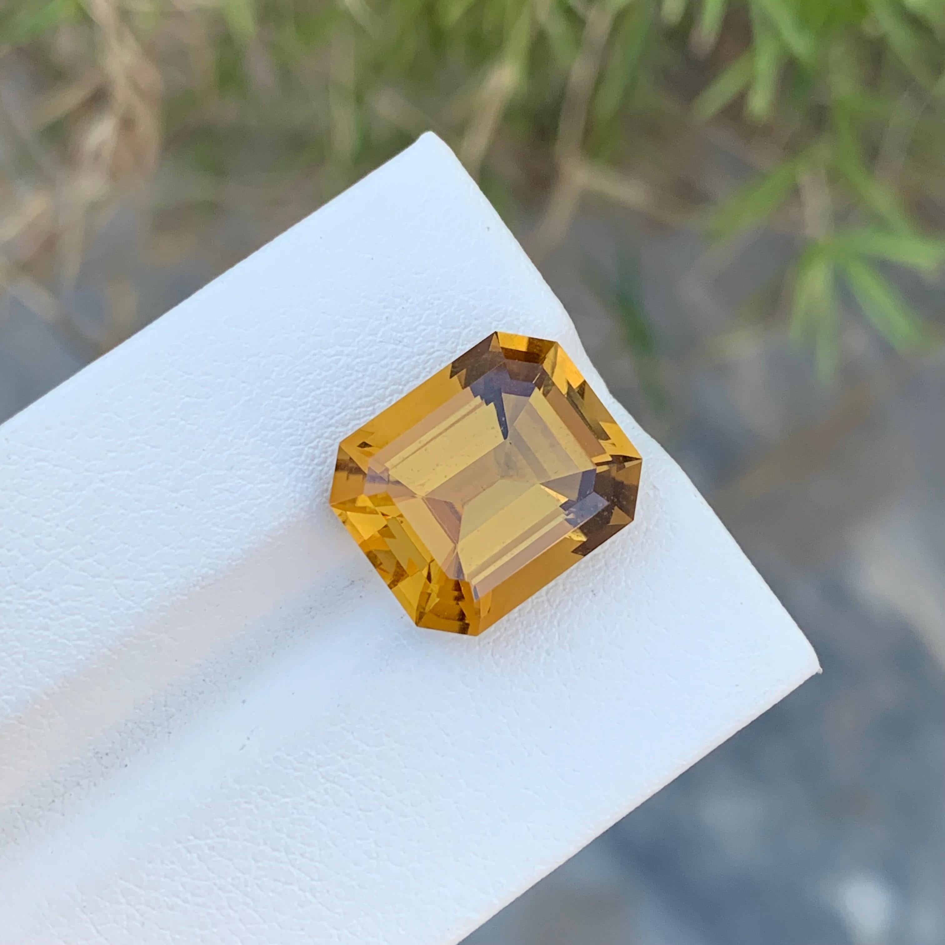 Emerald Cut 8.55 Carats Natural Loose Emerald Shape Citrine Gem For Jewellery Making  For Sale