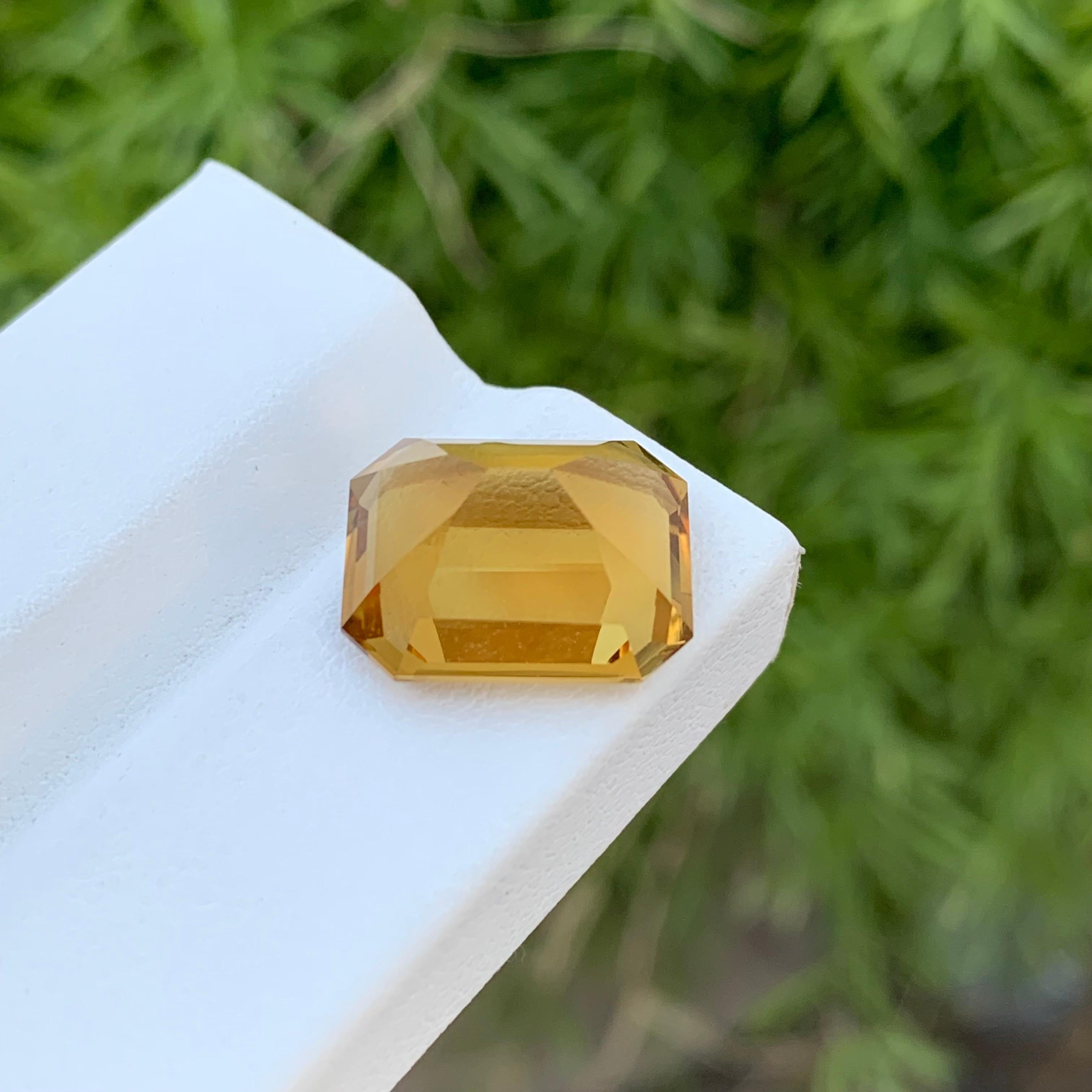 8.55 Carats Natural Loose Emerald Shape Citrine Gem For Jewellery Making  For Sale 1