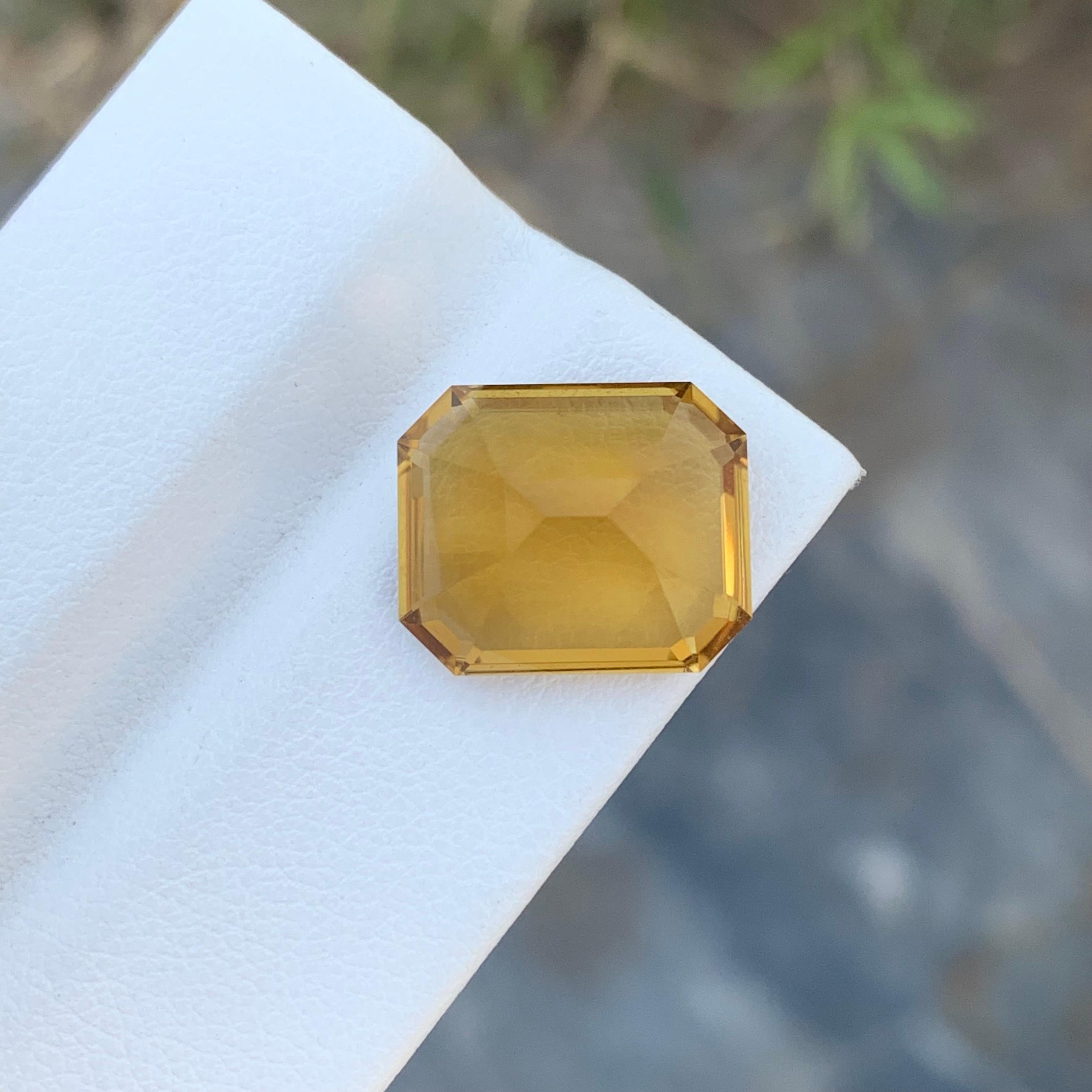 8.55 Carats Natural Loose Emerald Shape Citrine Gem For Jewellery Making  For Sale 2