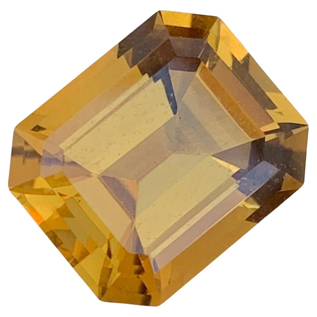 Citrine naturelle non sertie en forme d'émeraude de 8,55 carats pour la fabrication de bijoux 