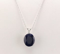 8.55 Carat Natural Sapphire and Diamond 14 Karat Solid White Gold Necklace
