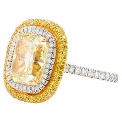 8.56 Carat Cushion Diamond Ring Fancy Yellow 18K Gold Crown-Worthy Fancy Rarity