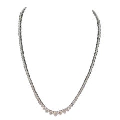 8.57 Carat Diamond White Gold Riviera Graduated Tennis Necklace