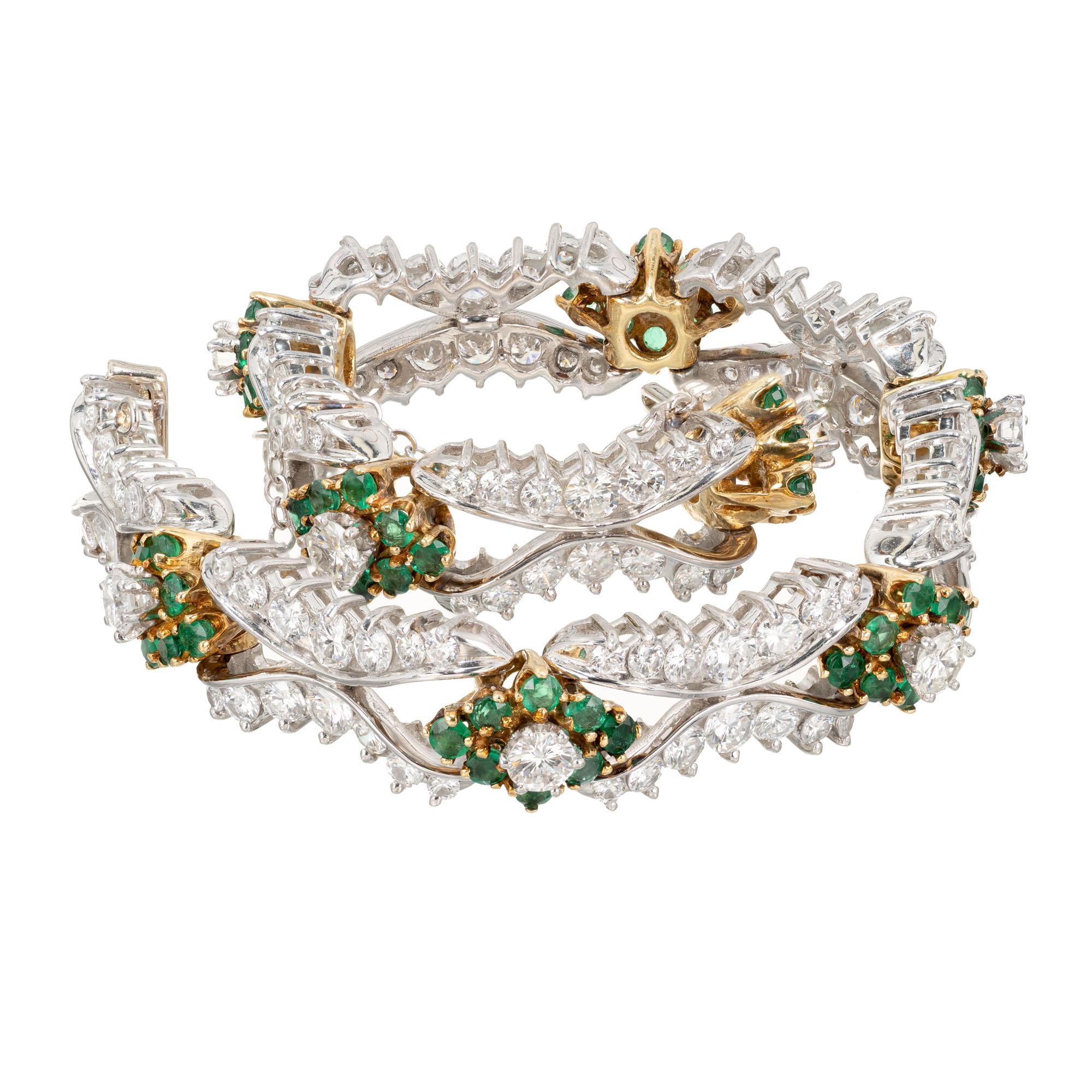 8.56 Carat Emerald Diamond Gold Bracelet For Sale 1