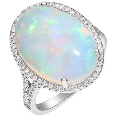 8.56 Carat Ethiopian Opal and Diamond 14 Karat Ring