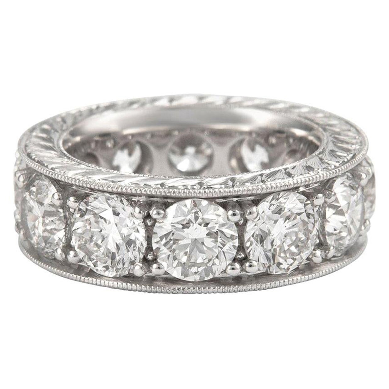 8.56 Carat Round Cut Diamond Eternity Band 'Avg 0.71ct Each' 18 Karat White Gold