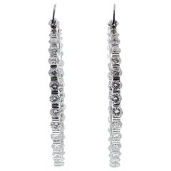 8.56 Carat Round Diamond In and Out Hoops in 14 Karat White Gold