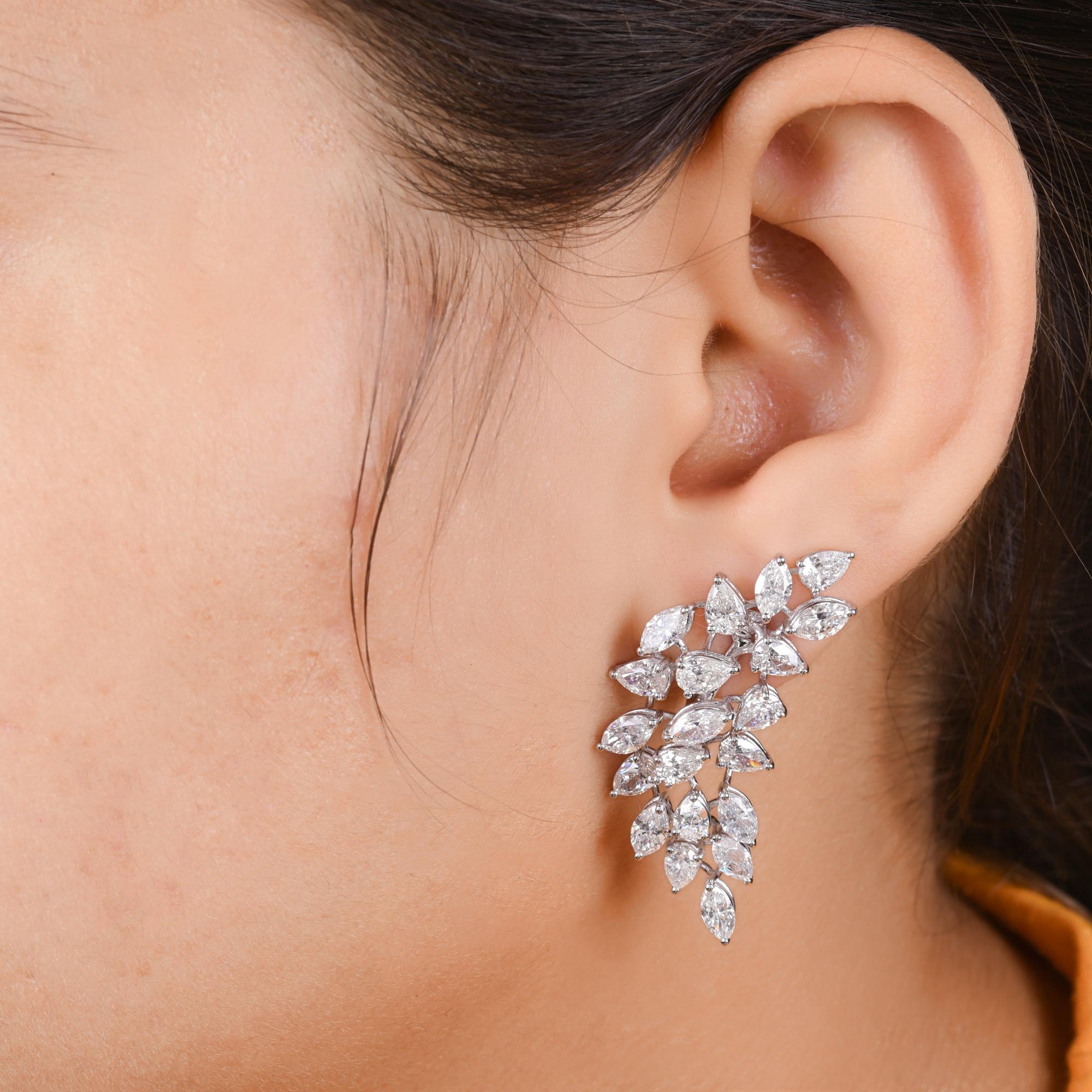 Pear Cut 8.56 Carat SI/H Pear Brilliant Cut Diamond Earrings 18 Karat White Gold Jewelry For Sale