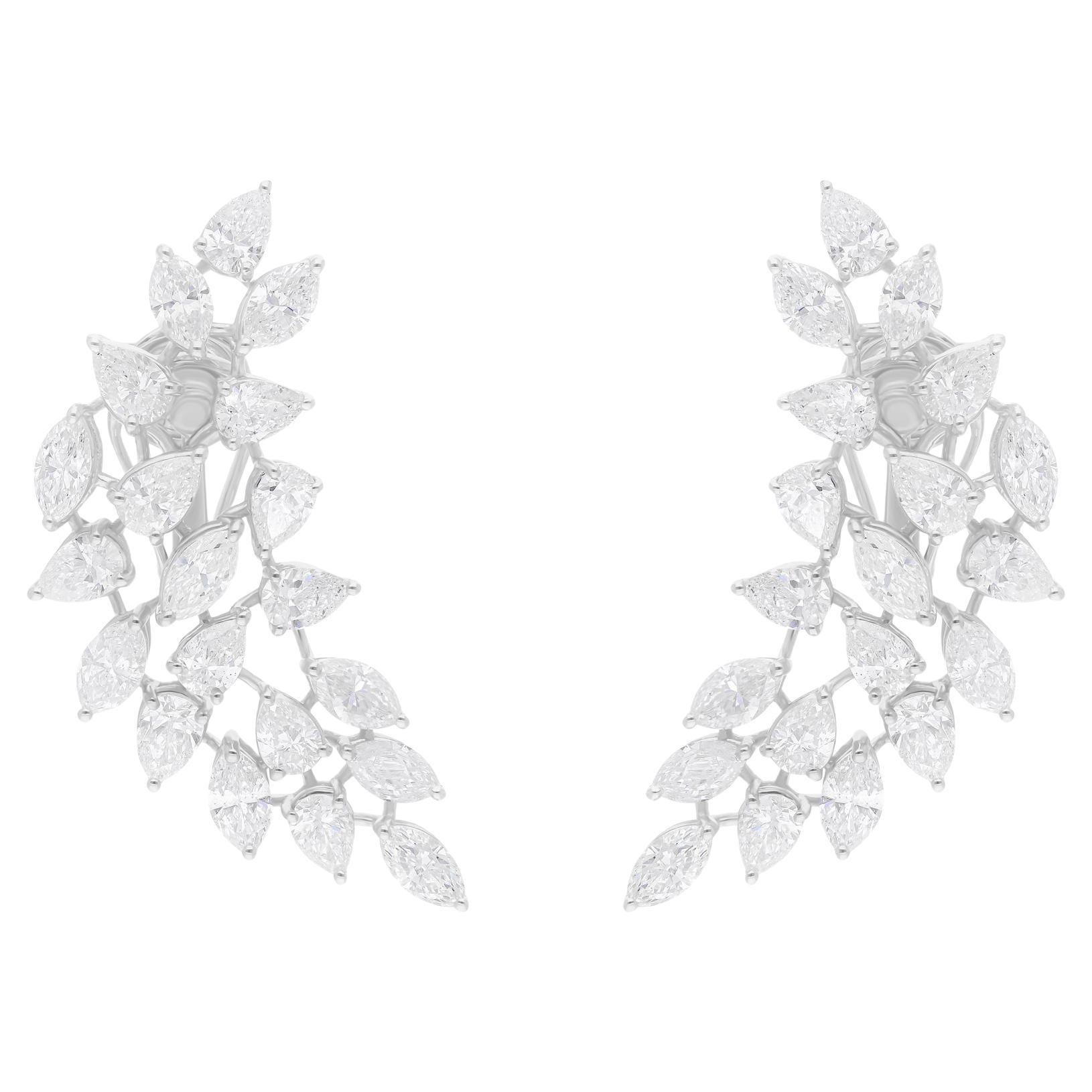 8.56 Carat SI/H Pear Brilliant Cut Diamond Earrings 18 Karat White Gold Jewelry