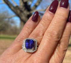 8.56 ctw AAAA/Block D Tanzanite and E-F/VS-VS1 Diamond Platinum Cocktail Ring