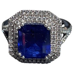 8.56 ctw AAAA/Block D Tanzanite and E-F/VS-VS1 Diamond Platinum Cocktail Ring