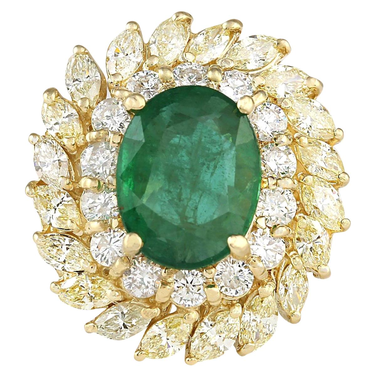 8.57 Carat Emerald 18 Karat Yellow Gold Diamond Ring