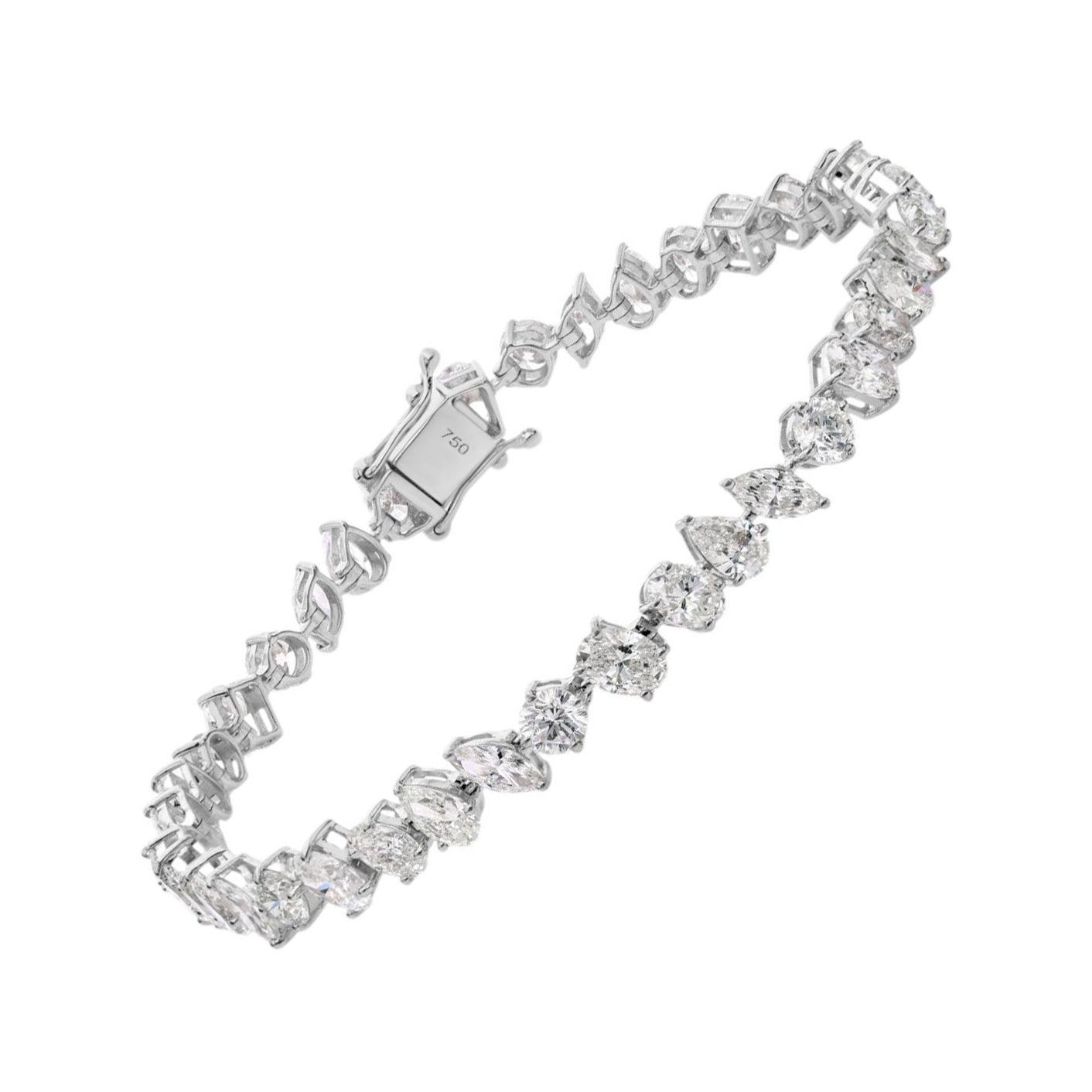 8.57 Ct Multi Diamond Tennis Bracelet, 14K White Gold Diamond Chain Bracelet