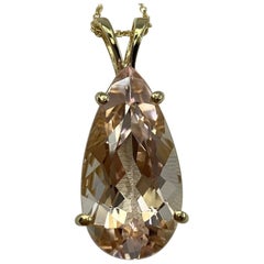Collar Colgante Oro Amarillo Corte Lágrima Pera Morganita Rosa Melocotón 8,57 Quilates