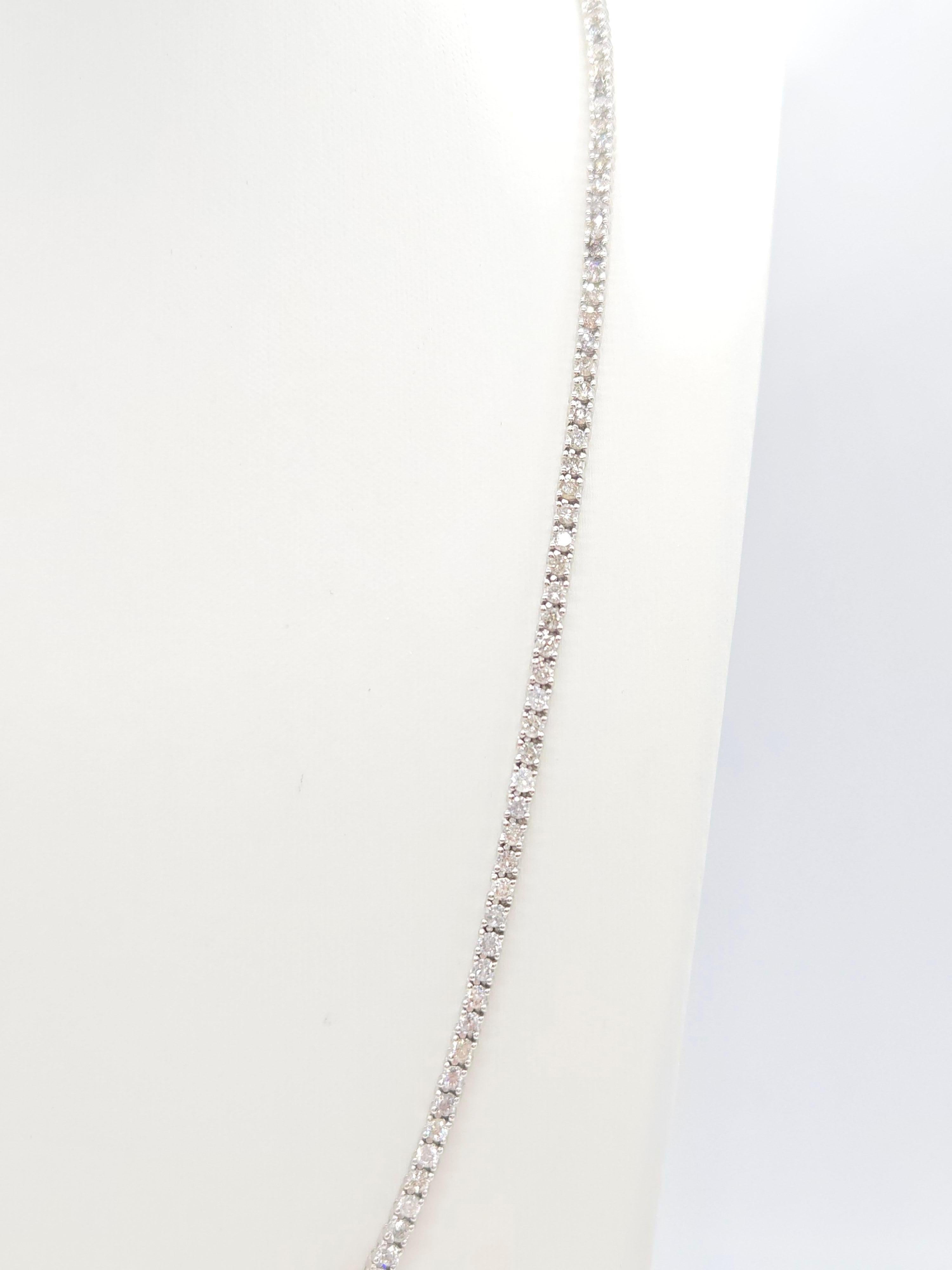 Collana Tennis con diamanti naturali rotondi da 8,70 carati in oro bianco 14 carati da 18''. In condizioni Nuovo in vendita a Great Neck Plaza, NY
