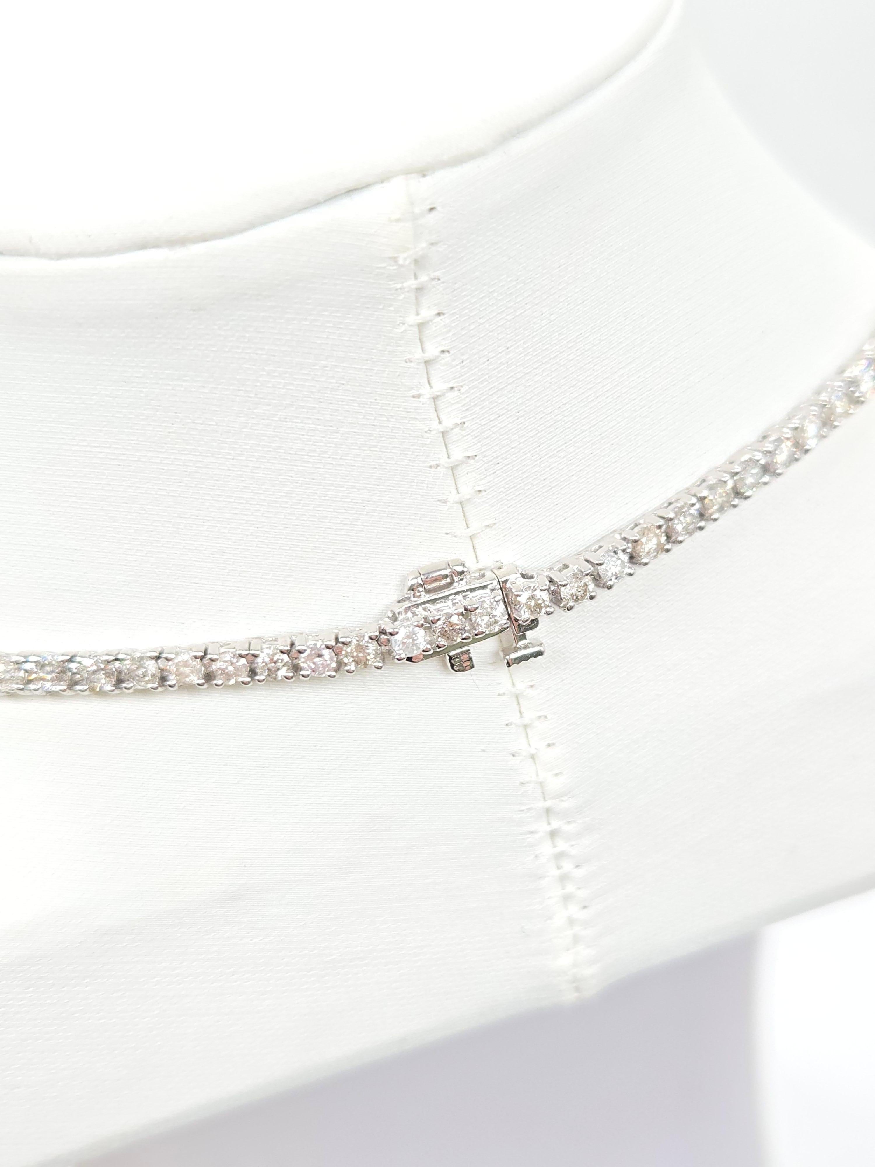 da uomo o donna Collana Tennis con diamanti naturali rotondi da 8,70 carati in oro bianco 14 carati da 18''. in vendita