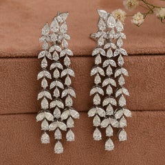 8.57 Carat SI/H Marquise Pear Diamond Chandelier Earrings 18 Karat White Gold