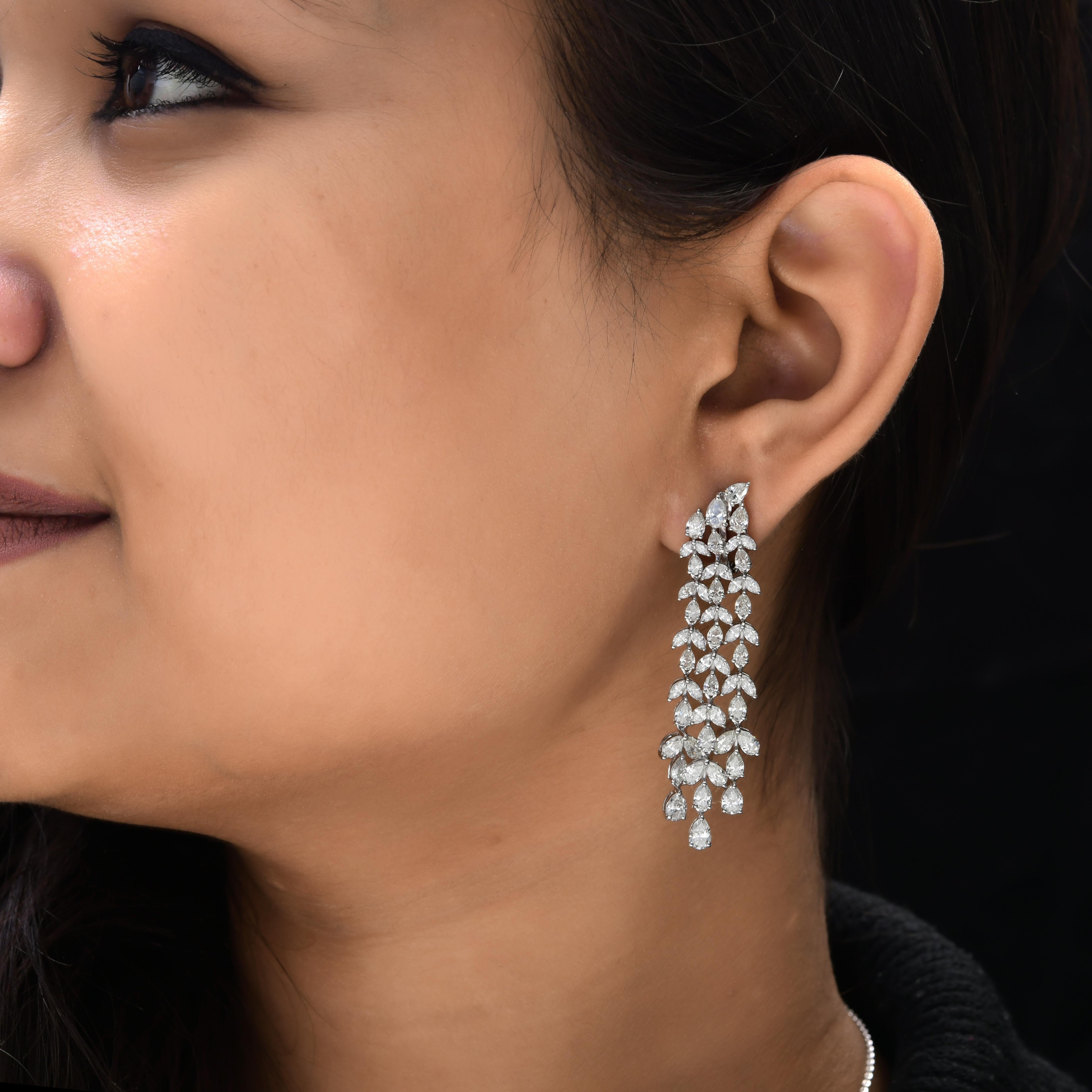 8.57 Carat SI/H Marquise Pear Diamond Chandelier Earrings 18 Karat White Gold In New Condition For Sale In Diera, Dubai