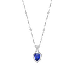 Sunita Nahata Tanzanite 8.57ct. Pendant in 18Karat White Gold with Diamond.